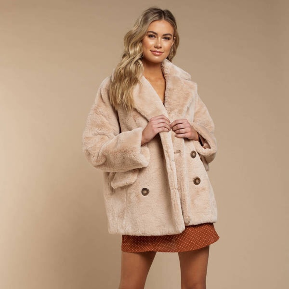 NWT - Free People Faux Fur Double Breasted Coat
